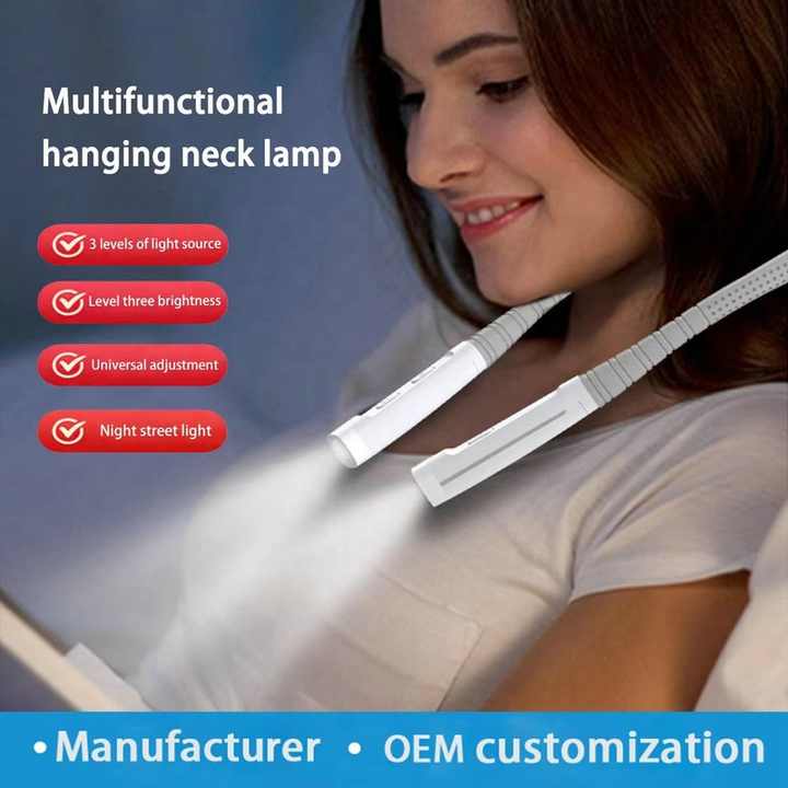 Pink Hands Free Adjustable Led Neck Reading Light With 3 Modes For Night Walking And