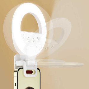 Portable Selfie Ring Light With Adjustable Brightness Clip On Design For Smartphones