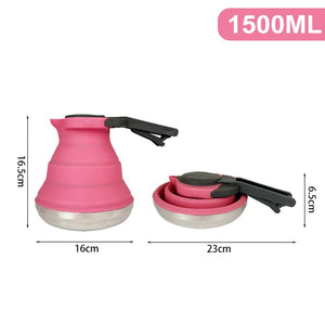 Rose Red 304 Stainless Steel Collapsible Silicone Tea Kettle Portable And Heat Resistant Design