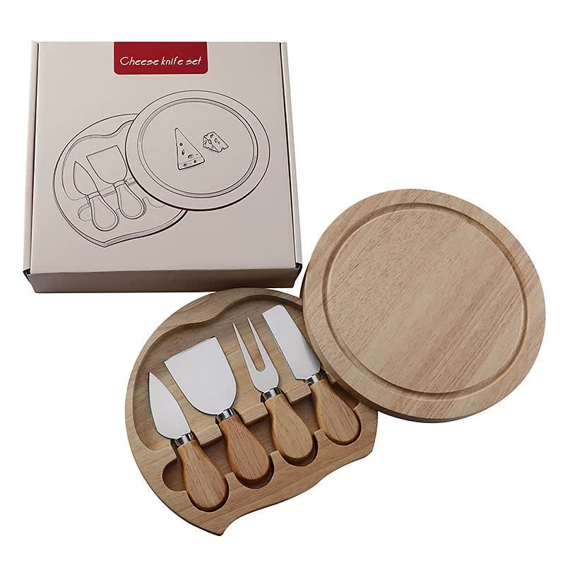 Steel Premium Wooden Cheese Board Set With Knives Perfect For Entertaining