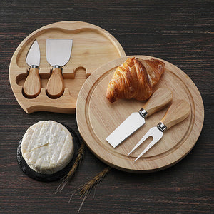 Steel Premium Wooden Cheese Board Set With Knives Perfect For Entertaining