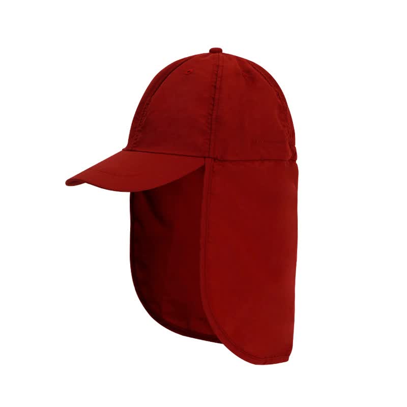 Red Uv Protection Outdoor Sun Hat With Neck Flap Lightweight And Breathable