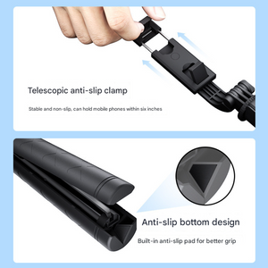 White Single Light 3 In 1 Bluetooth Selfie Stick With Tripod And Remote Control Adjustable For Smartphones