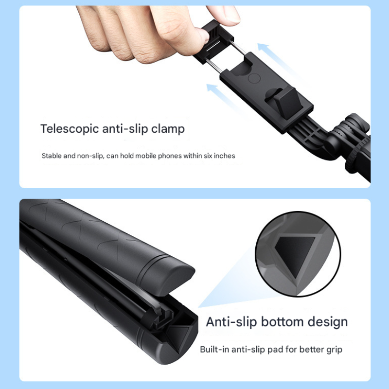 White Double Light 3 In 1 Bluetooth Selfie Stick With Tripod And Remote Control Adjustable For Smartphones