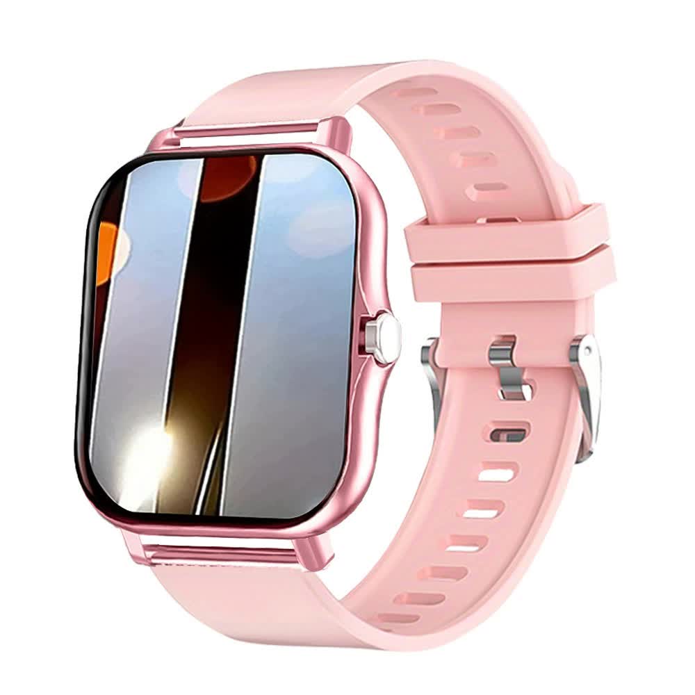 Single Silicone Strap Pink Smart Fitness Watch With Large Display 24 Sport Modes Heart Rate Monitor & More