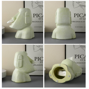 Orange Creative Moai Tissue Holder Fun And Unique Decorative Dispenser