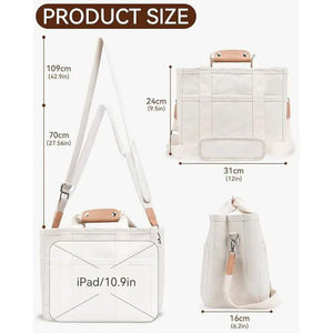 White Multi Functional Canvas Tote Bag With Adjustable Strap Spacious And Durable