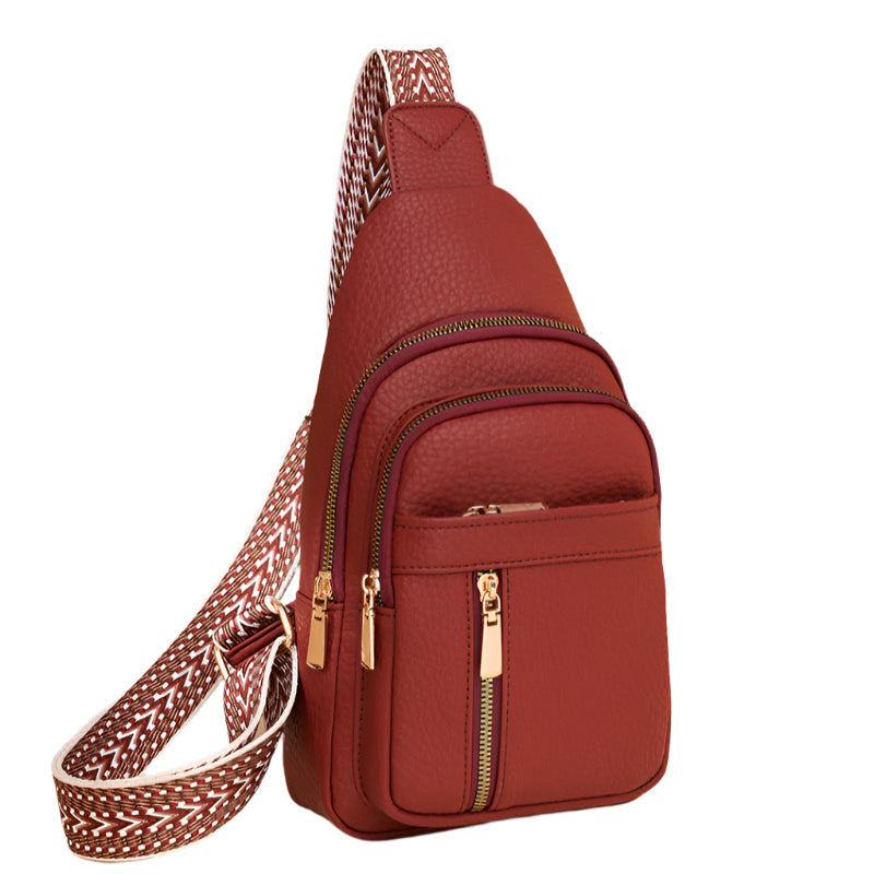 Red Stylish Pu Leather Crossbody Sling Bag Compact And Multi Functional