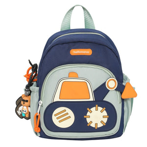 Blue Kids' Cartoon Backpack Adorable Excavator Design With Spacious Compartments