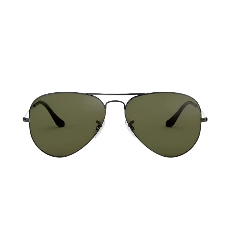 Black Frame Dark Green Glasses Classic Aviator Sunglasses Uv400 Protection With Metal