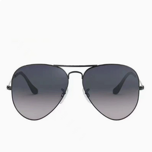 Black Frame Gradient Blue Glass Lens Classic Aviator Sunglasses Uv400 Protection With Metal