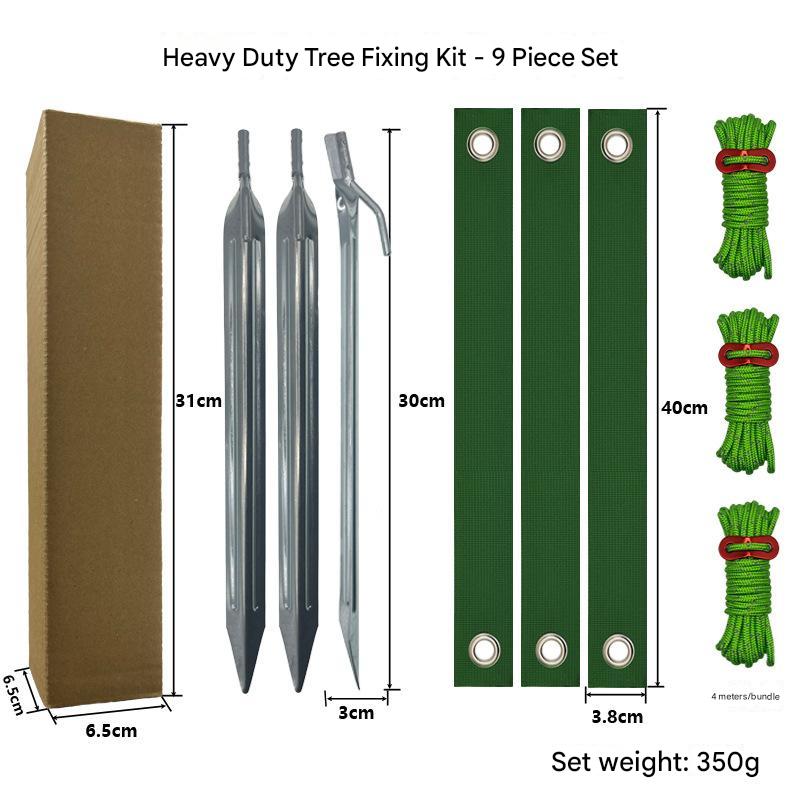 Silver Spike Heavy Duty Tree Anchoring Kit 9 Piece Set With Ground Stakes Straps And Ropes