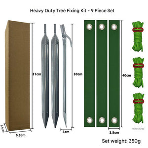 Silver Spike Heavy Duty Tree Anchoring Kit 9 Piece Set With Ground Stakes Straps And Ropes