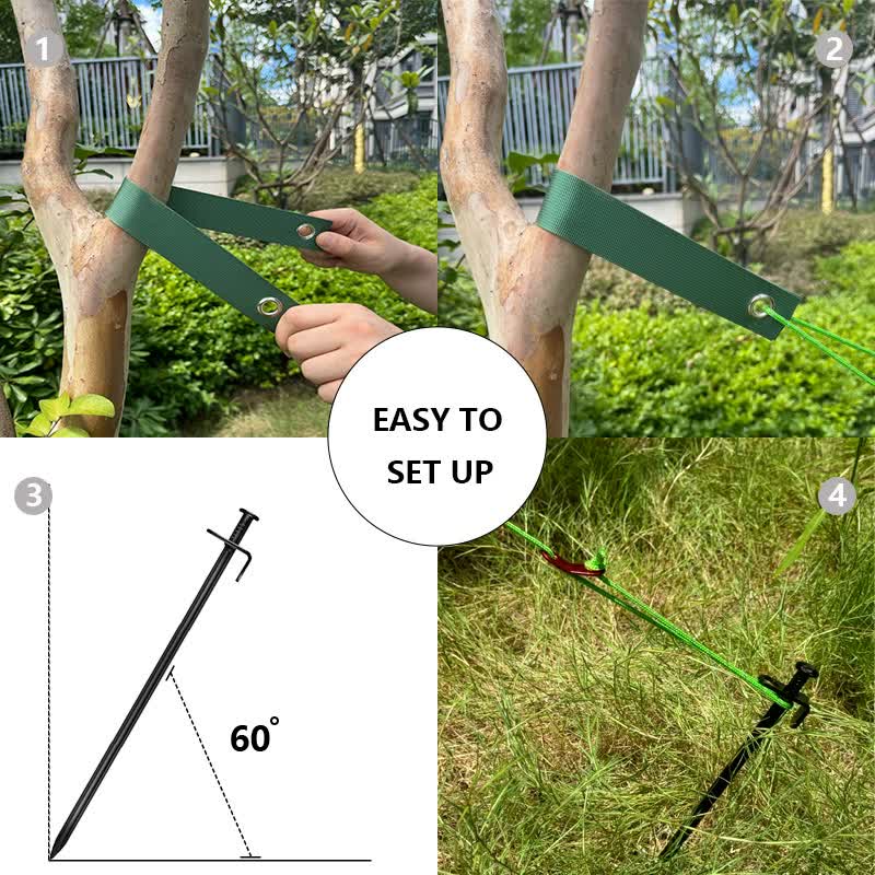 Black Spike Army Green Windscreens Heavy Duty Tree Anchoring Kit 9 Piece Set With Ground Stakes Straps And Ropes