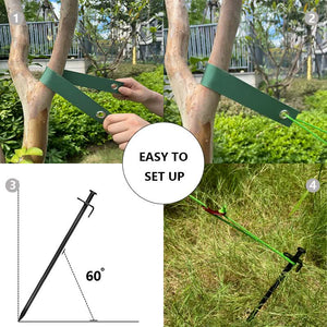 Silver Spike Army Green Windscreens Heavy Duty Tree Anchoring Kit 9 Piece Set With Ground Stakes Straps And Ropes