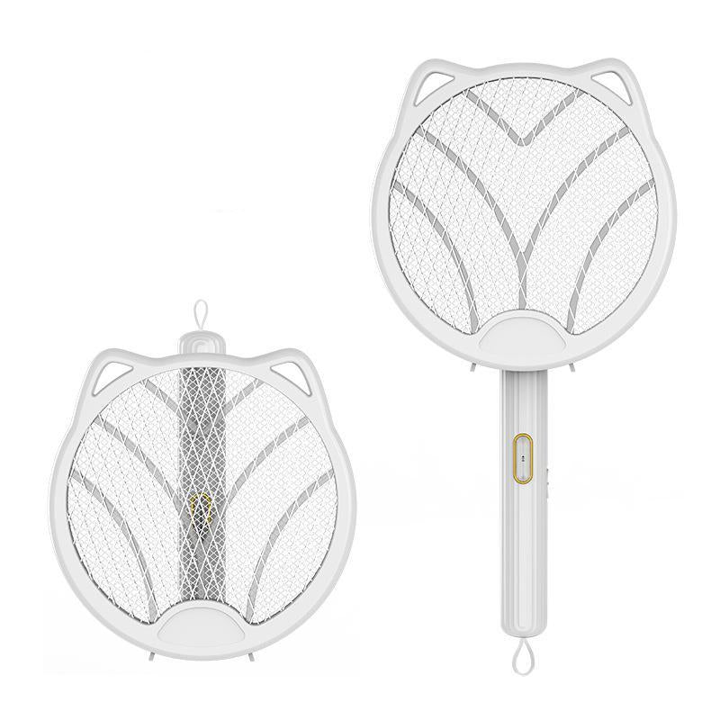 White 4 In 1 Foldable Electric Mosquito Swatter Rechargeable Bug Zapper With Uv Light