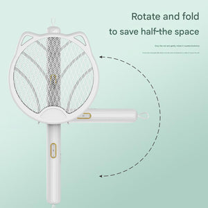 White 4 In 1 Foldable Electric Mosquito Swatter Rechargeable Bug Zapper With Uv Light