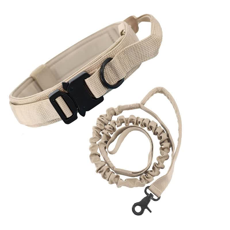 Xl Khaki Hands Free Dog Leash With Adjustable Waist Belt Shock Absorbing Bungee Lead