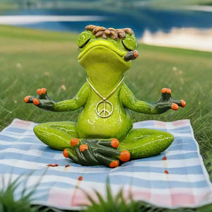 Zen Frog Meditation Figurine Peaceful Yoga Statue