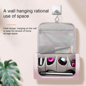 Pink Portable Hair Styling Tool Organizer Travel Storage Bag With Compartments