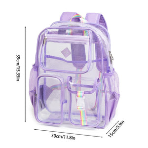 Pink Clear Transparent Backpack Stylish Pvc School Bag With Multiple Pockets