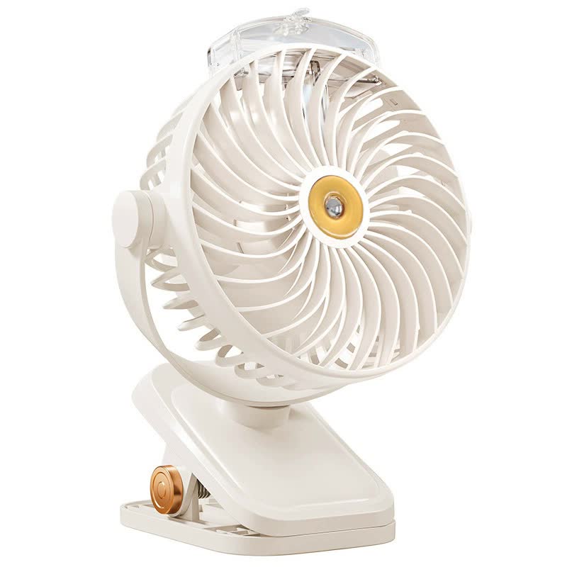 White Portable Clip On Mist Fan Rechargeable Cooling With Adjustable Spray Modes