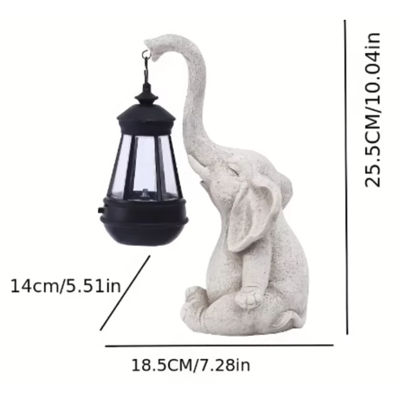 White Meditating Elephant Solar Lantern Statue Decorative Garden Light For Outdoor Spaces