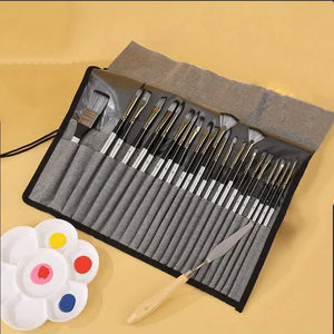 Professional Artist Brush Set With Portable Roll Up Canvas Case 36 X 26 Cm