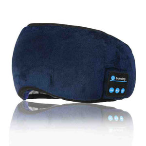 Blue Bluetooth 5.0 Wireless Sleep Eye Mask Soft Plush Cover With Built In Speakers (13 X 16.5 Cm)