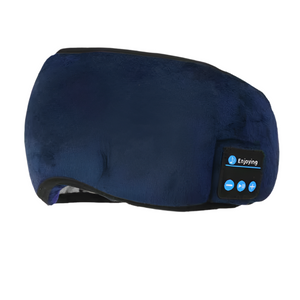 Blue Bluetooth 5.0 Wireless Sleep Eye Mask Soft Plush Cover With Built In Speakers (13 X 16.5 Cm)