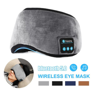 Blue Bluetooth 5.0 Wireless Sleep Eye Mask Soft Plush Cover With Built In Speakers (13 X 16.5 Cm)