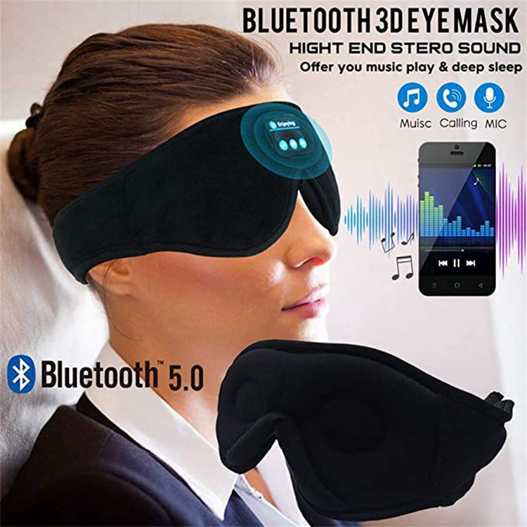 Pink 3D Contoured Bluetooth Sleep Eye Mask Ultra Soft Wireless Music For Travel Meditation And