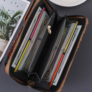 Elosung A Elegance Vintage Bohemian Style Wallet With Multi Compartment Design Large Capacity Zipper Clutch For Women