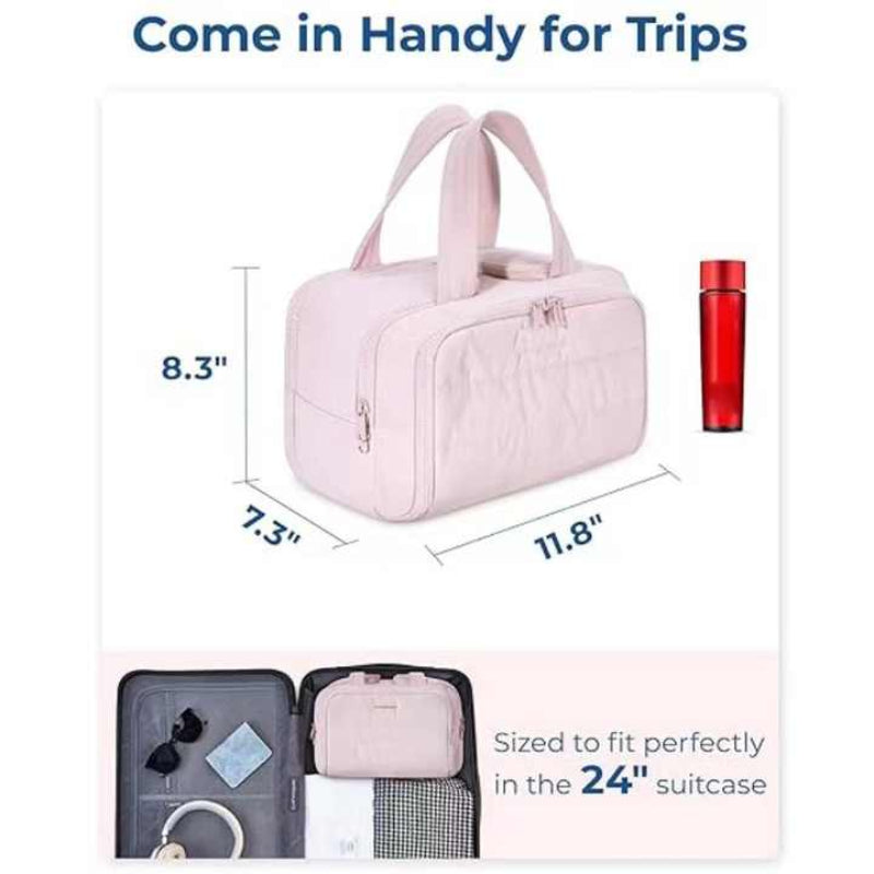 Pink Waterproof Travel Duffle Bag Lightweight Multi Pocket Overnight For Women