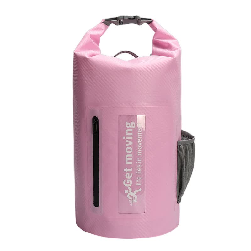 Pink 10L Multifunctional Waterproof Dry Bag Backpack Roll Top Outdoor For Sports And Travel