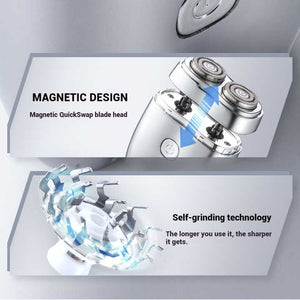 Silver Portable Twin Head Electric Shaver Compact Rechargeable Razor For Men