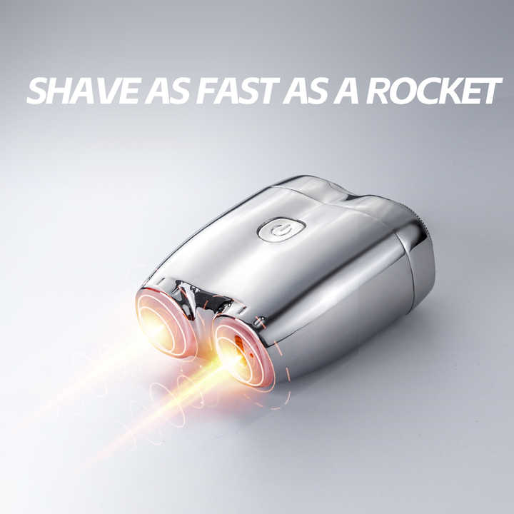 Silver Portable Twin Head Electric Shaver Compact Rechargeable Razor For Men