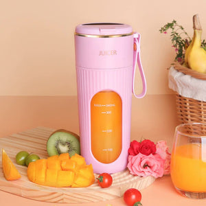 Pink Portable Mini Blender White Usb Rechargeable Personal Juicer With Straw Gift