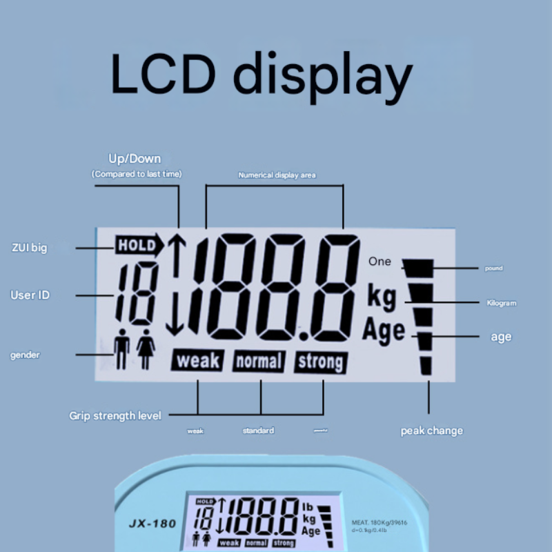 Black Electronic Hand Grip Strength Dynamometer Digital Forearm Tester With Lcd Display