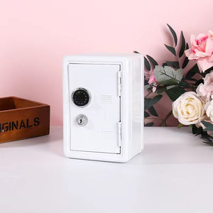 White Mini Metal Safe Box With Combination Lock And Key Compact Security Storage