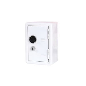 White Mini Metal Safe Box With Combination Lock And Key Compact Security Storage