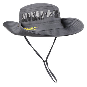 Grey Outdoor Uv Protection Wide Brim Boonie Hat With Mesh Ventilation