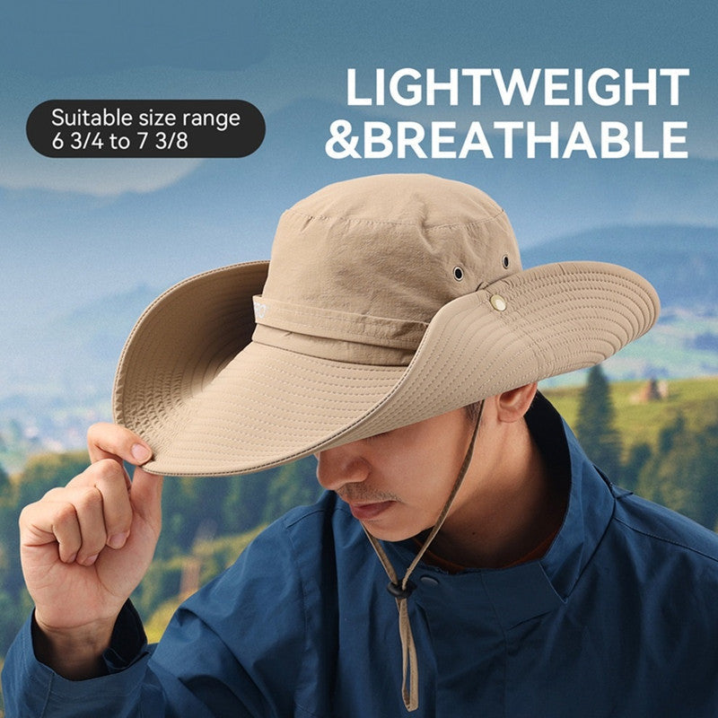 Grey Outdoor Uv Protection Wide Brim Boonie Hat With Mesh Ventilation