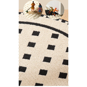 Vine Modern Round Area Rug With Geometric Black And White Pattern