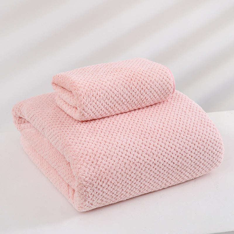 Pink Luxury White Bath Towel And Hand Set Ultra Soft Absorbent