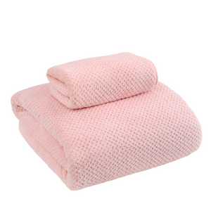 Pink Luxury White Bath Towel And Hand Set Ultra Soft Absorbent