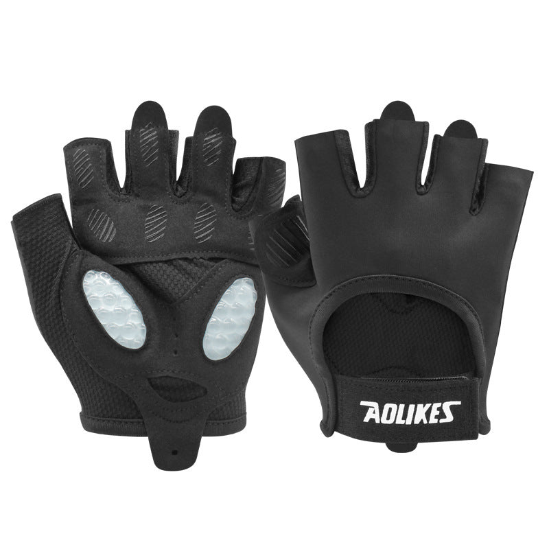 S Black Breathable Gym Training Gloves With Non Slip Palm Grip