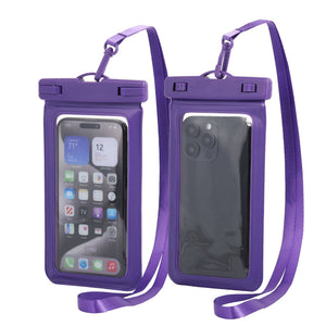 Purple Four Pieces Per Set Waterproof Phone Pouch With Clear Touchscreen Window And Lanyard