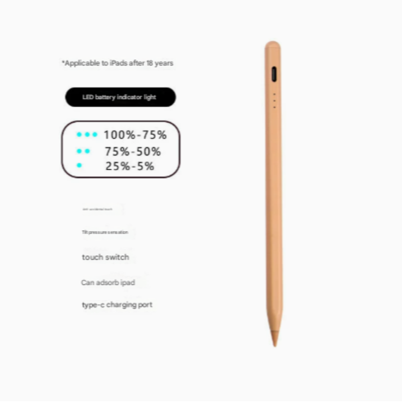 Orange Stylus Pen For Ipad (2018 & Later) Tilt Pressure Magnetic Attachment Led Battery Indicator Type C Rechargeable