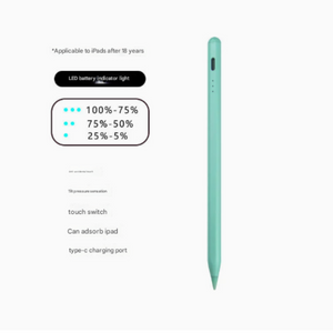 Green Stylus Pen For Ipad (2018 & Later) Tilt Pressure Magnetic Attachment Led Battery Indicator Type C Rechargeable